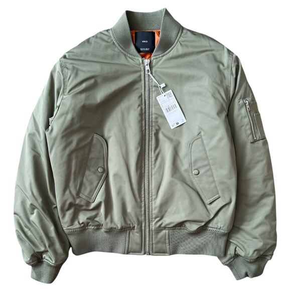 Mango Khaki Oversized Bomber Jacket, S - Picture 1 of 10